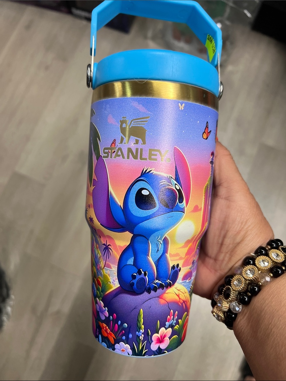 Stanley Blue Stitch Kids Insulated Bottle with Sunset Artwork 20 oz